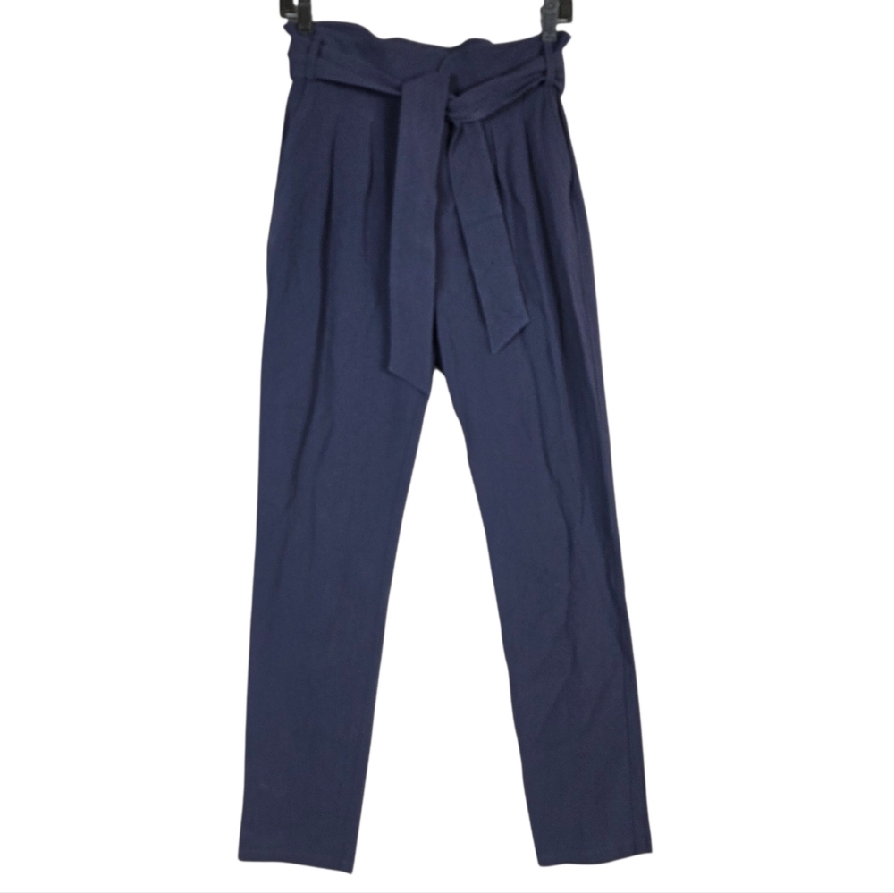 Sezane Austin Navy blu Tie-Waist Carrot leg Trousers